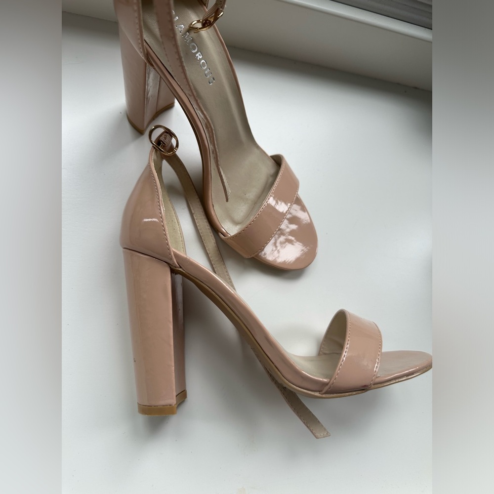 Nude patent evening strappy sandal